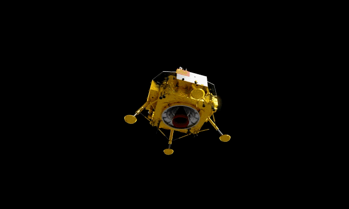 2019年1月3日，嫦娥四号探测器在月球背面南极-艾特肯盆地实施软着陆示意图。