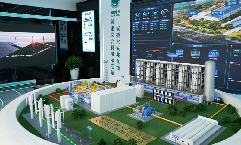 图为7月6日拍摄的安徽六安兆瓦级氢能综合利用示范站模型。新华社记者 杜宇 摄
