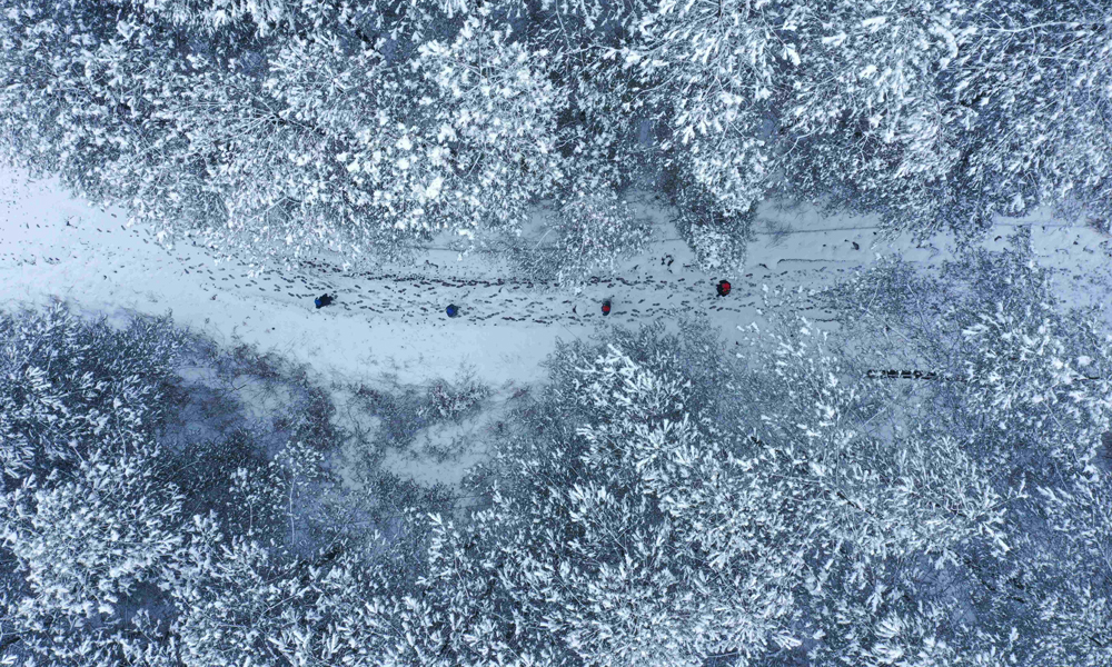 近日，受2024年首场寒潮天气影响，南方地区出现大范围降雪，南方电网供电范围的贵州、云南、广西、广东部分地区发生电力线路覆冰。1月18日、22日，南方电网先后发布低温冰冻灾害黄色预警，启动低温雨雪冰冻灾害Ⅳ级响应，有序应对冰雪凝冻天气，全力保障电网安全和电力可靠供应。图为1月23日，南方电网贵州凯里黄平供电局工作人员对10千伏平纸线开展冰情监测和线路特巡工作。