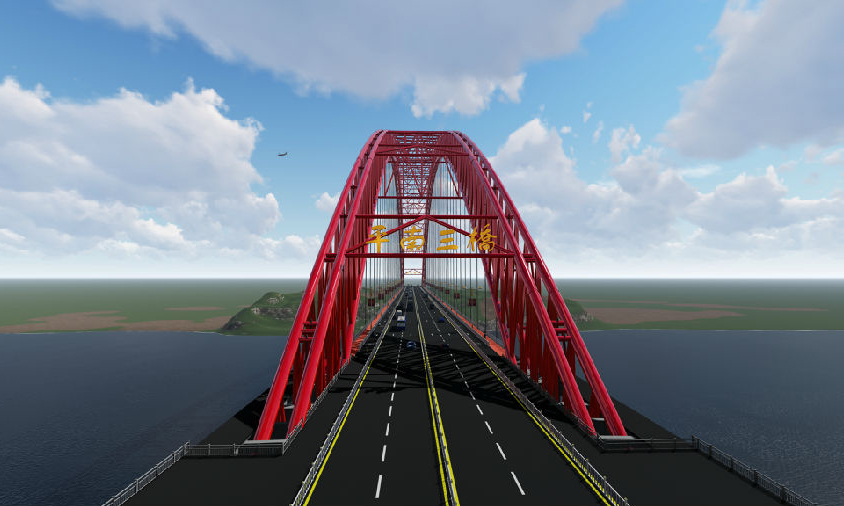 图为广西平南三桥建成后的效果图。