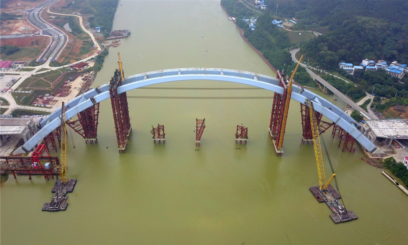 广西柳州官塘大桥中拱段整体提升到位-国务院国有资产监督管理委员会